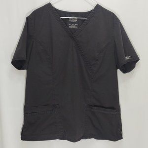 3/$30 Cherokee Workwear Black Mock Wrap Scrub Top